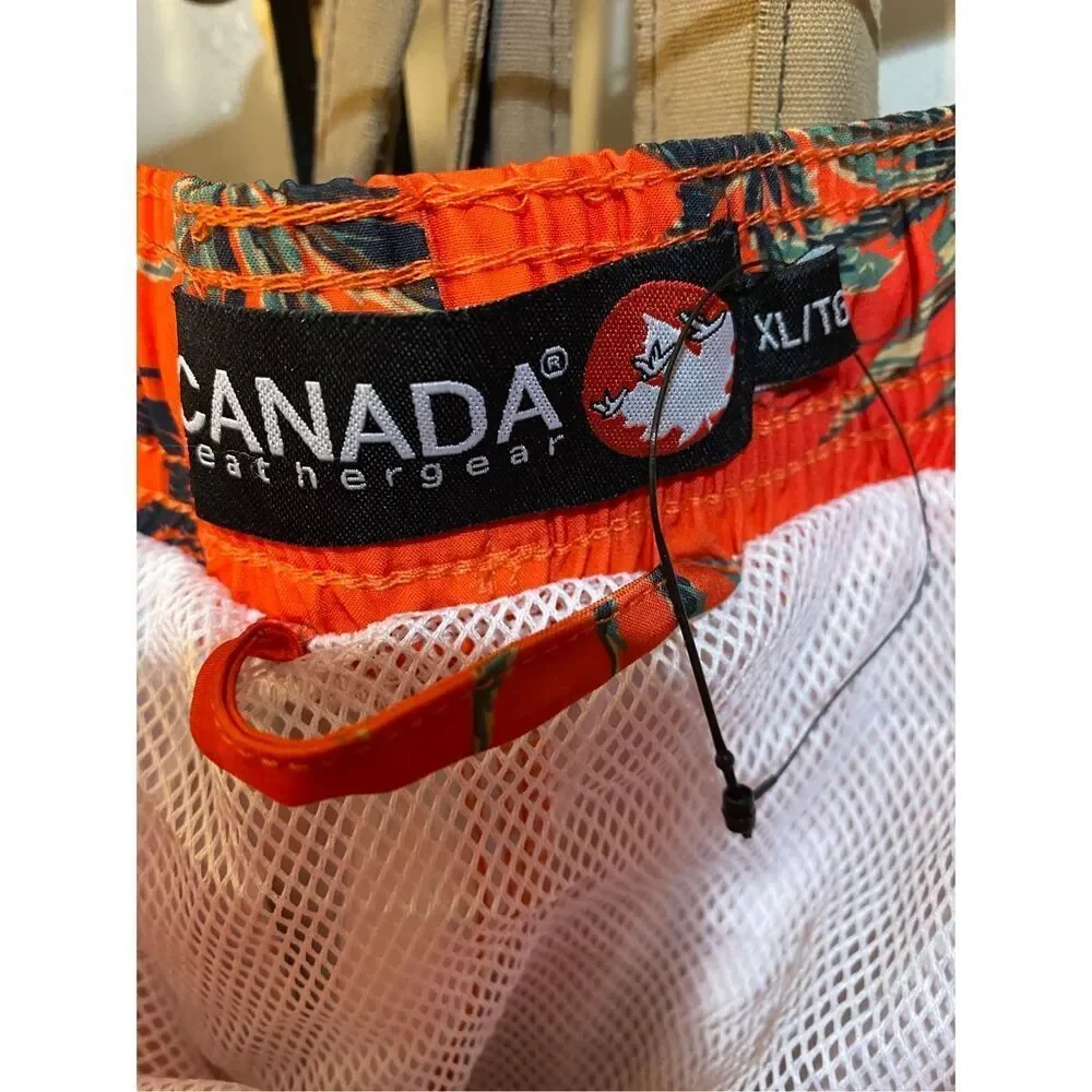 NWT Canada weather gear tropical, print, orange men’s swim trunks, XL